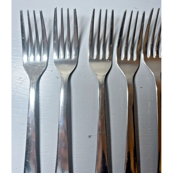 Chrome Stainless Steel Malaysia Flatware Set of 8 Dinner Forks - Picture 2 of 16